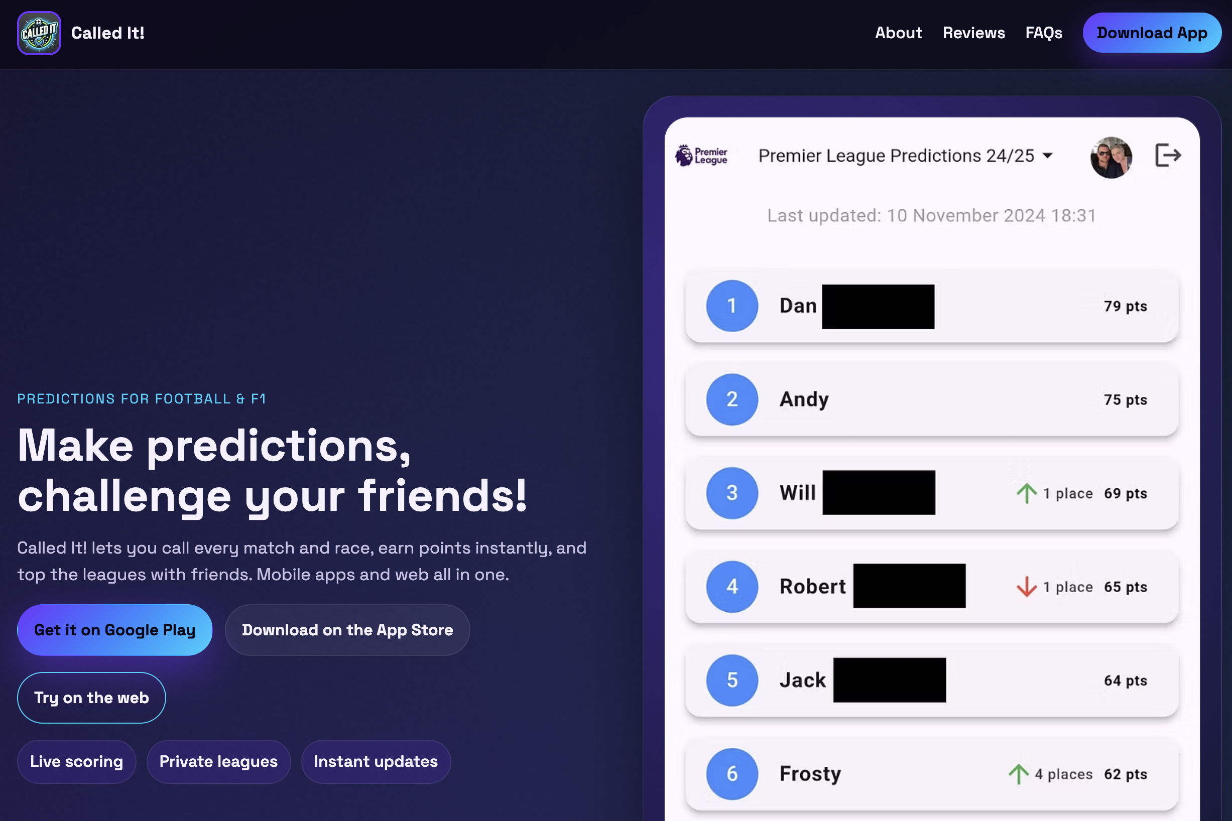 Called It! app visuals